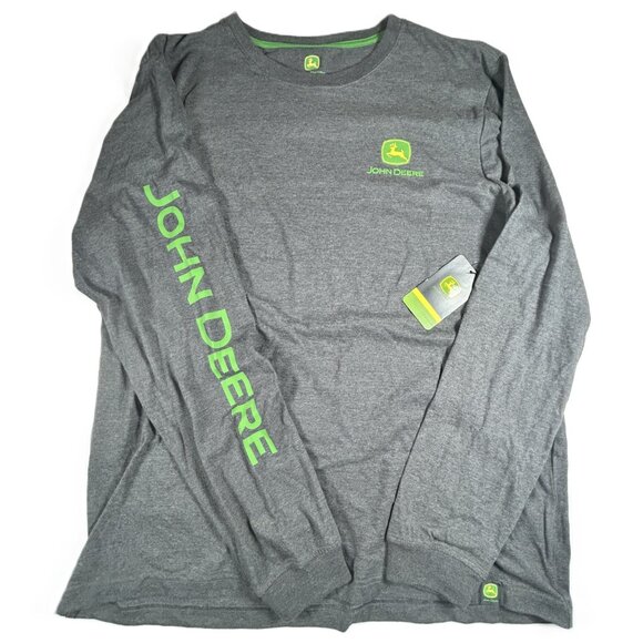 Men's John Deere Charcoal Gray Long Sleeve Tee Large - Picture 2 of 10